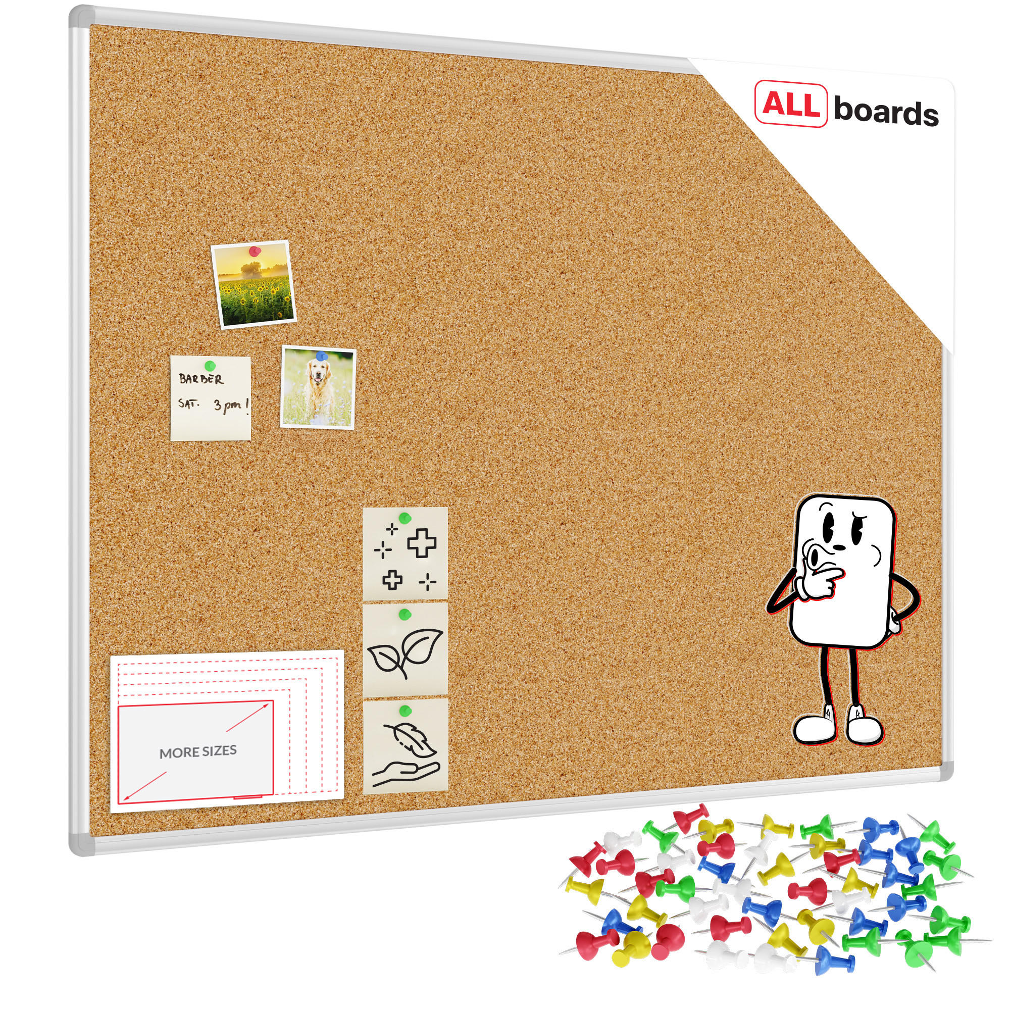 ALLboards Pinnwand Mehrfarbig 120x90x1.6 cm