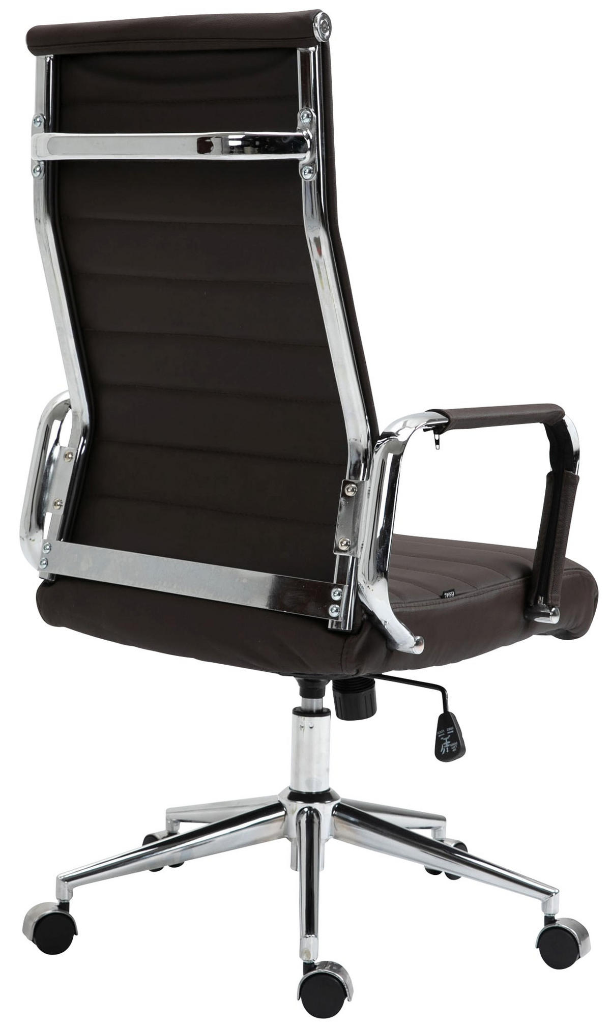 KONTORSSTOL Kolumbus äkta läder - Kromfärg/Brun, Läder/Metall (58/105/66cm) - CLP