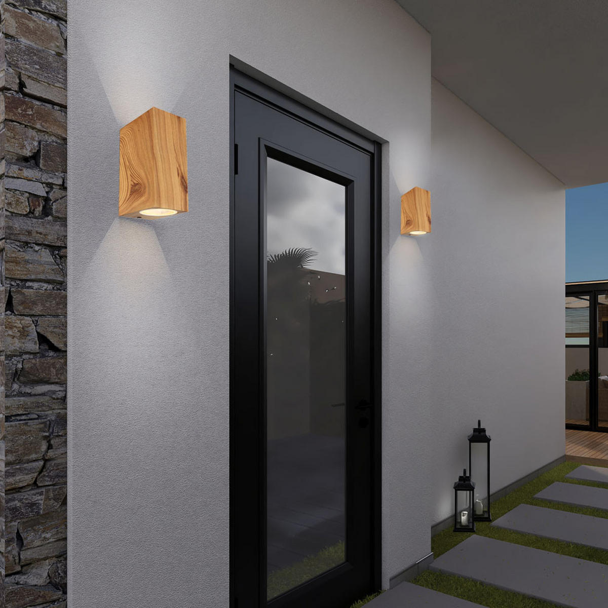 WANDLEUCHTE Veronika Aluminium Holzoptik Braun - Braun, Glas (6.8/15/9.2cm) - Globo Lighting