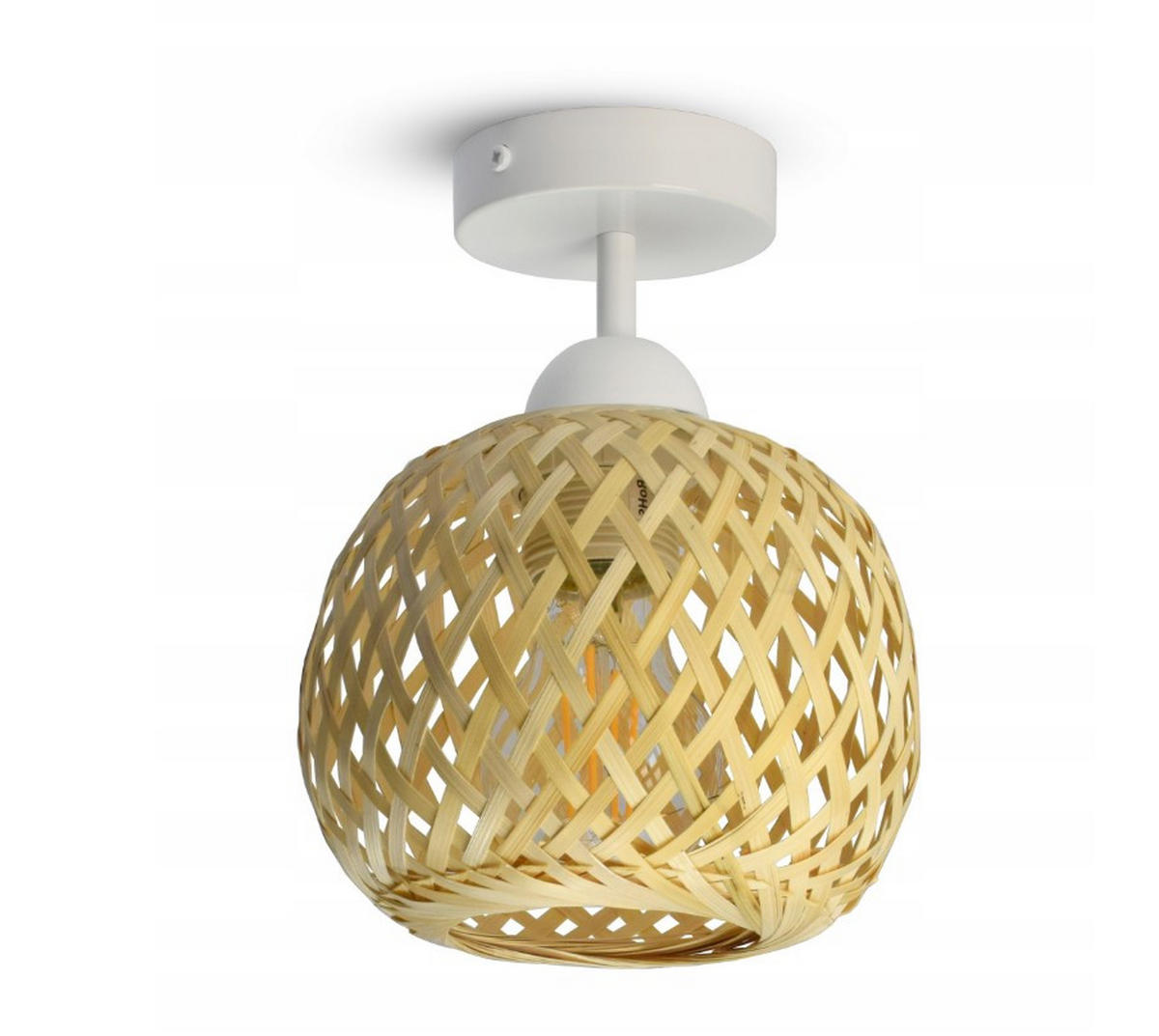 DECKENLEUCHTE BOHO - Beige/Weiß, Holz/Metall (15/15/21cm) - kiki design