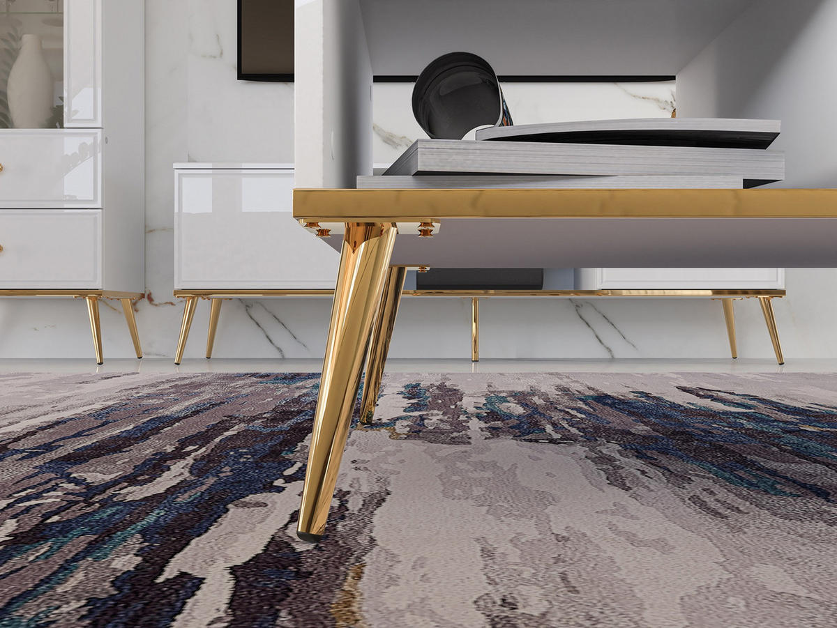 COUCHTISCH Darrby Weiß 90x60 cm - Goldfarben/Weiß, Holzwerkstoff/Metall (60/90/41.9cm) - Selsey