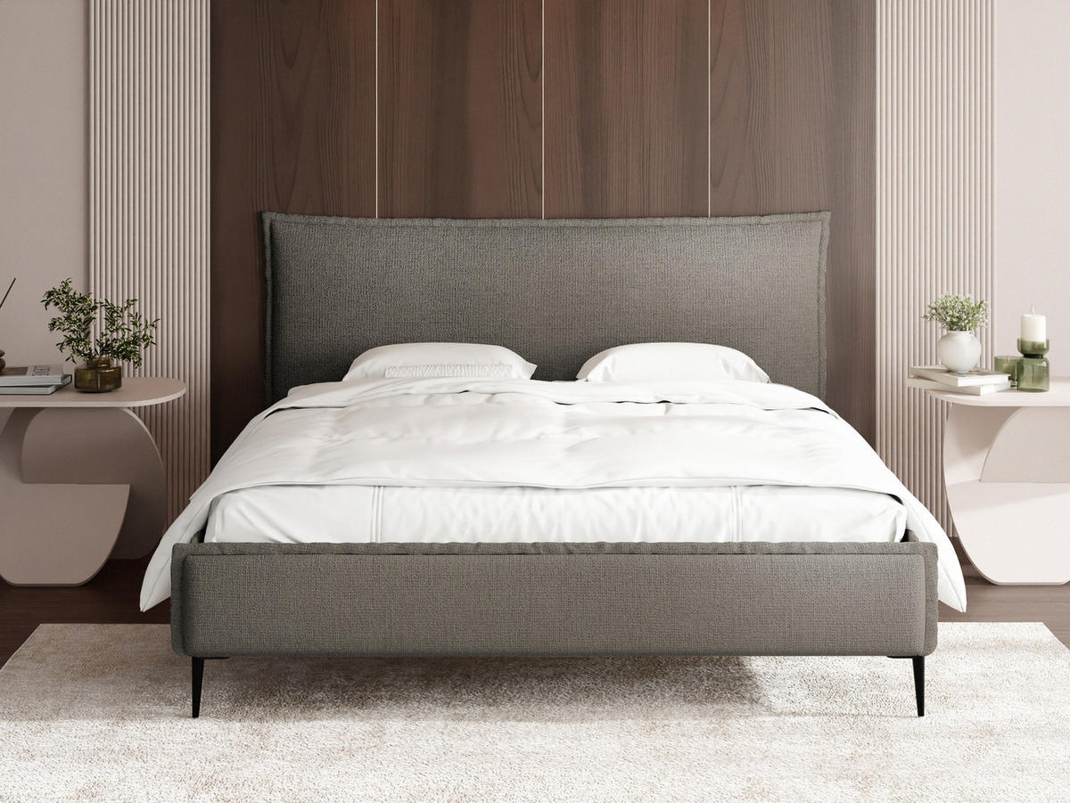 POLSTERBETT Pillow Rise mit Bettkasten, Lattenrost & hohen Metallfüßen in Taupe Chenille 120x200 cm - Taupe/Beige, Holz/Holzwerkstoff (120/200cm) - WFL GROUP