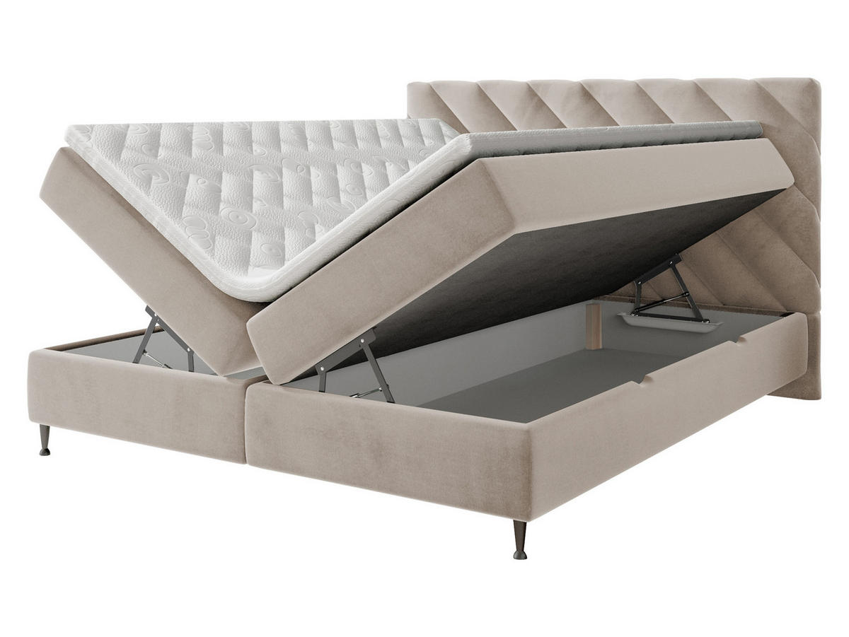 BOXBETT Enzo - Beige/Schwarz, Holz/Textil (140/200cm) - MIRJAN24