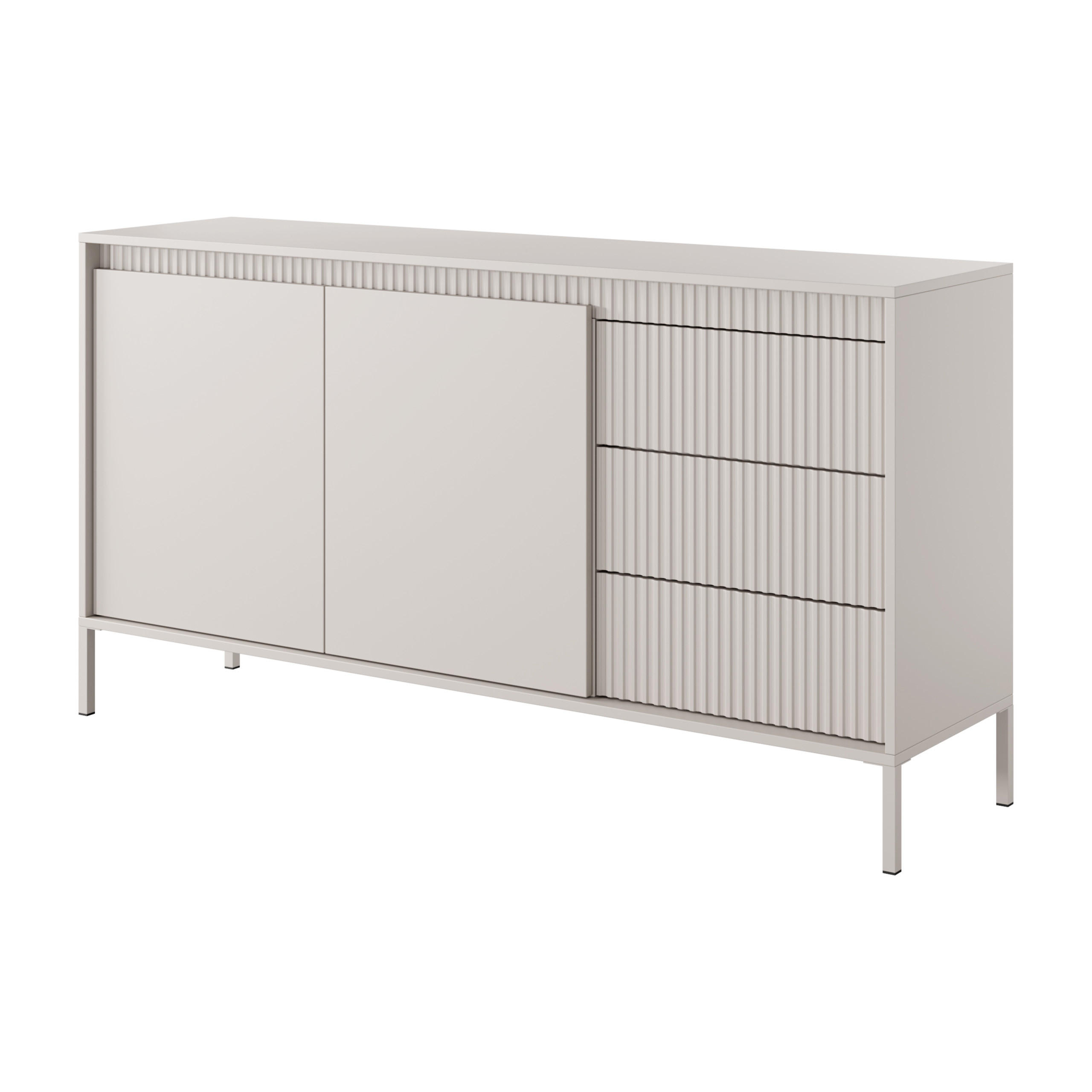 SIDEBOARD SENSATO 154/81/40 cm mit 3 Schubladen und 2 Türen Beige - Beige, Holzwerkstoff (154/81/40cm) - MASSENO