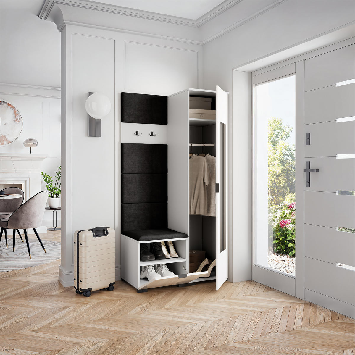 GARDEROBENSCHRANK VIRA 95/181/51 cm Modern Weiß - Weiß, Holzwerkstoff (95/181/51cm) - MASSENO