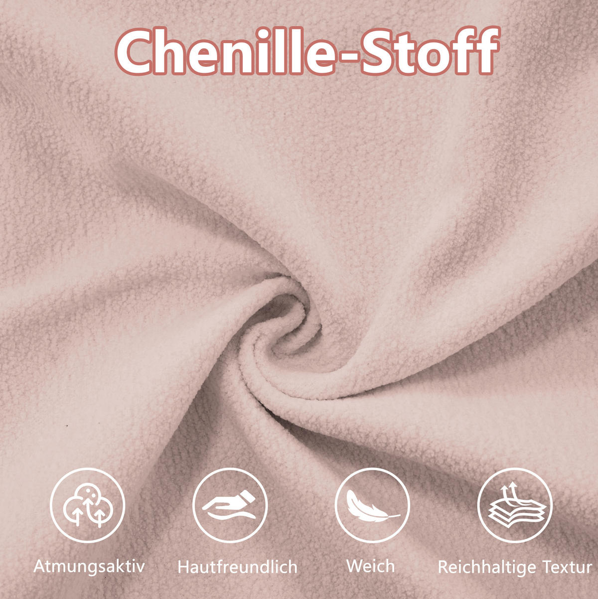 ECKSOFA 313/145/81 cm in Rosa aus Chenille mit Ottomans und modularer Form - Pink, Textil (145/313cm) - Flora Grace