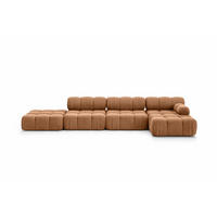 ECKSOFA L-Form XL, Stoff Velours Salvador, Dunkelbeige, Rechts, Selia L XL - Beige, Holz (380/160cm) - Kaiser Möbel