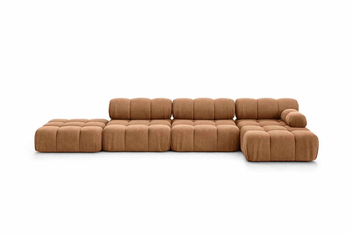 ECKSOFA L-Form XL, Stoff Velours Salvador, Dunkelbeige, Rechts, Selia L XL - Beige, Holz (380/160cm) - Kaiser Möbel