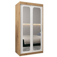 SCHWEBETÜRENSCHRANK 200/100/62 2-türig - Silberfarben/Weiß, Holz/Kunststoff (100/200/62cm) - Abiks Möbel