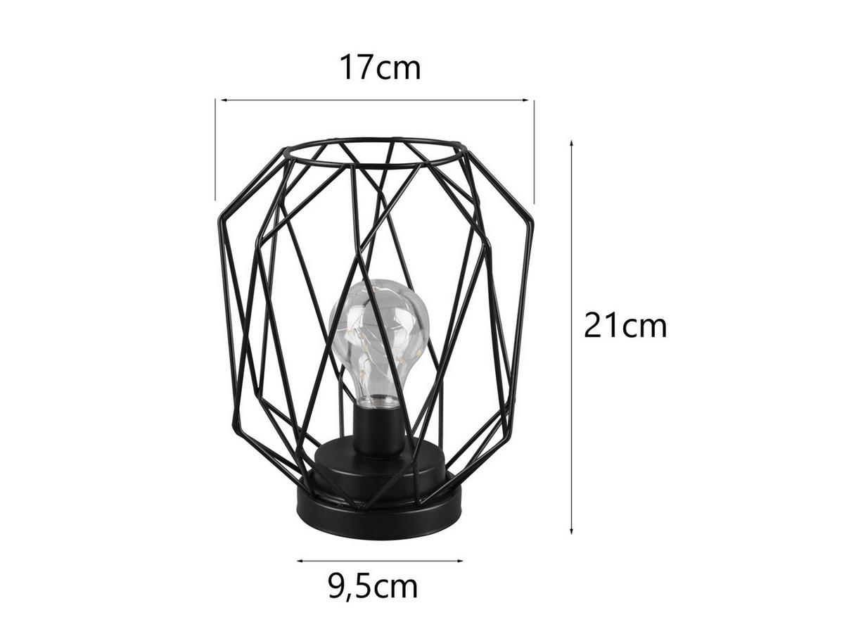 LED-TISCHLEUCHTE Industrial batteriebetrieben, Schwarz Höhe 21cm - Schwarz, Metall (18/18/21cm) - meineWunschleuchte