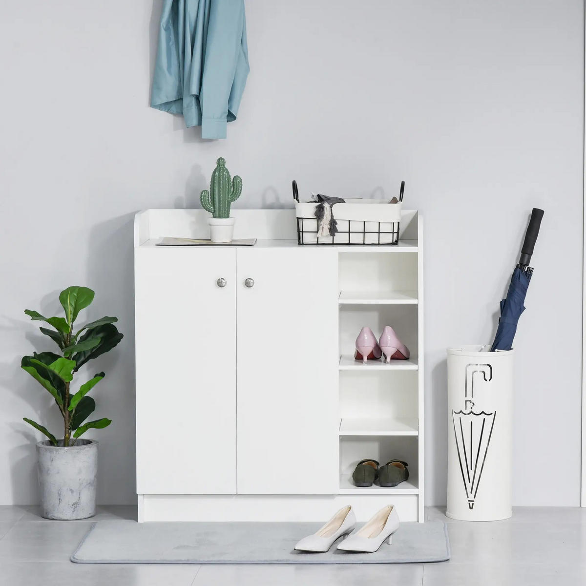 SCHUHSCHRANK DE-38011 83/30/90 cm mit 2 Türen und 4 Fächern Weiß - Weiß, Holzwerkstoff (83/90/30cm) - ComfortXL