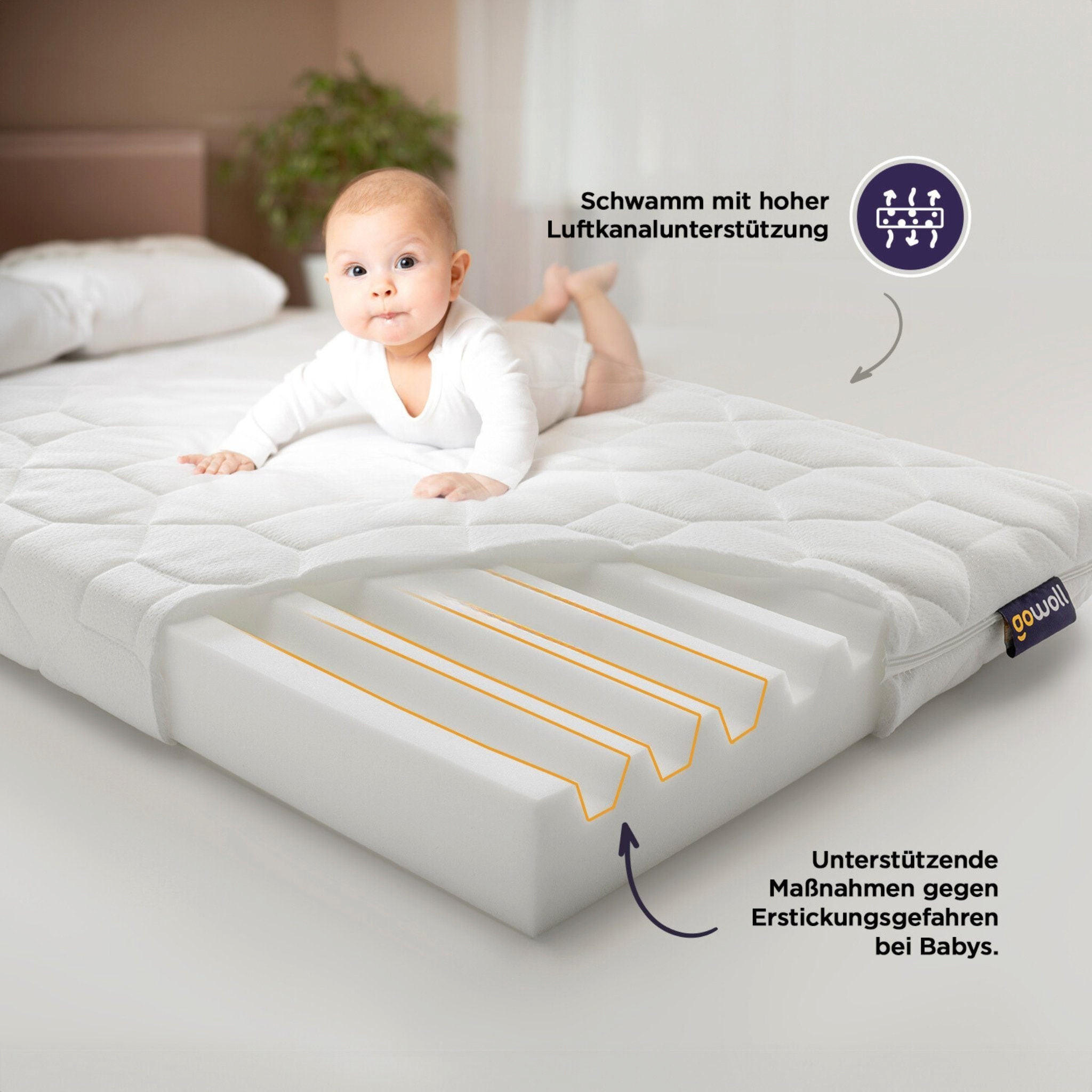 BABYMATRATZE für Babys und Kinder Wave Baby 70x140 - Weiß, Textil (70/140cm) - Gowoll