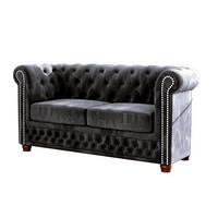 CHESTERFIELD-SOFA 2-sitzer Lauren Schwarz Samt - Schwarz/Braun, Holz/Textil (148/72/86cm) - S-Style Möbel