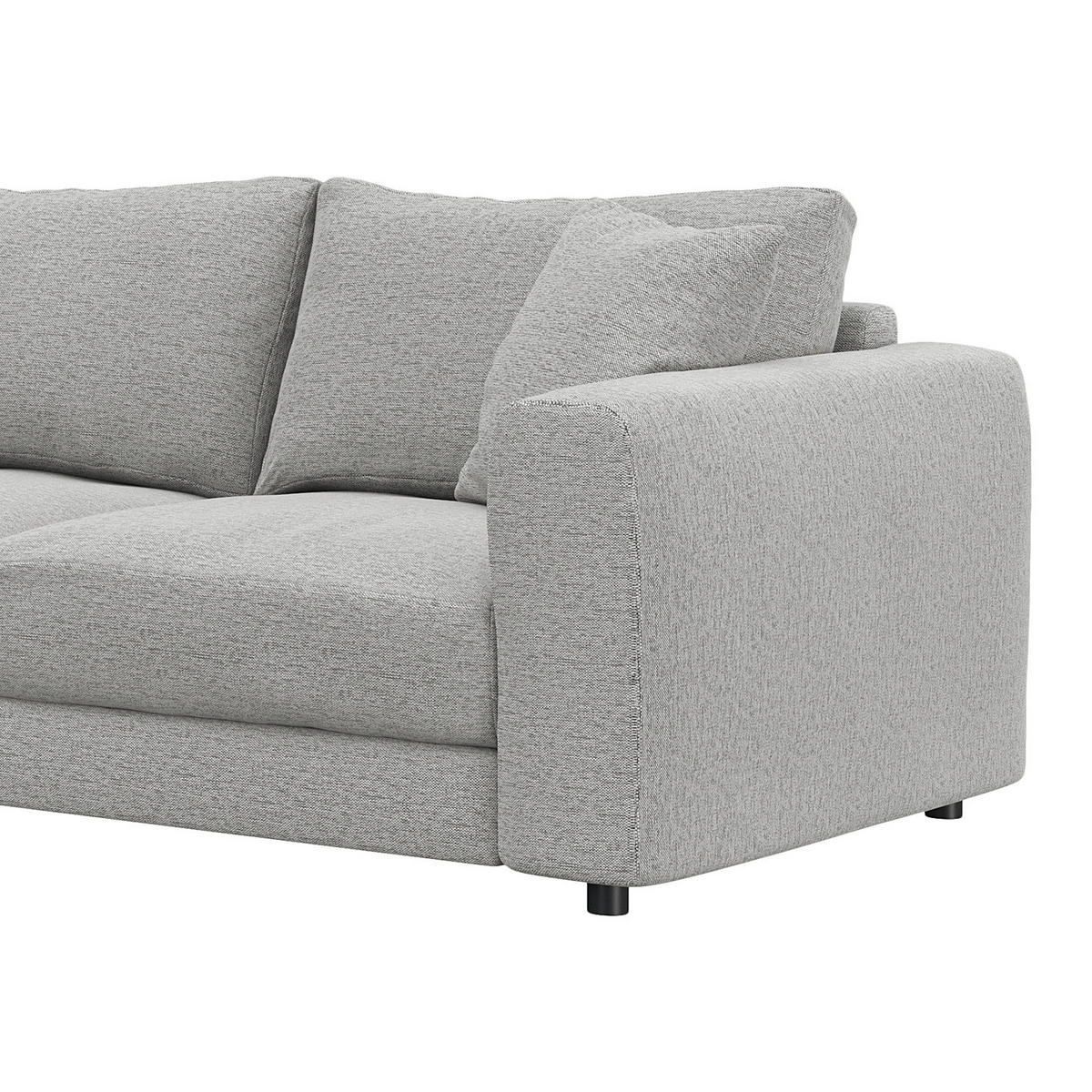 ECKSOFA mit Ottomane - Hellgrau/Schwarz, Holz/Kunststoff (277/251cm) - home24