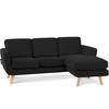 ECKSOFA TAGIO-RECHTS 3/4 Sitzer, Schwarz - Schwarz/Braun, Buchenholz/Textil (190/151cm) - KONSIMO®