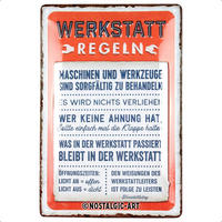 NOSTALGIC-ART - Blechschild 20 x 30cm - Werkstattregeln - Multicolor, Metall (20/30/0.2cm) - Nostalgic-Art