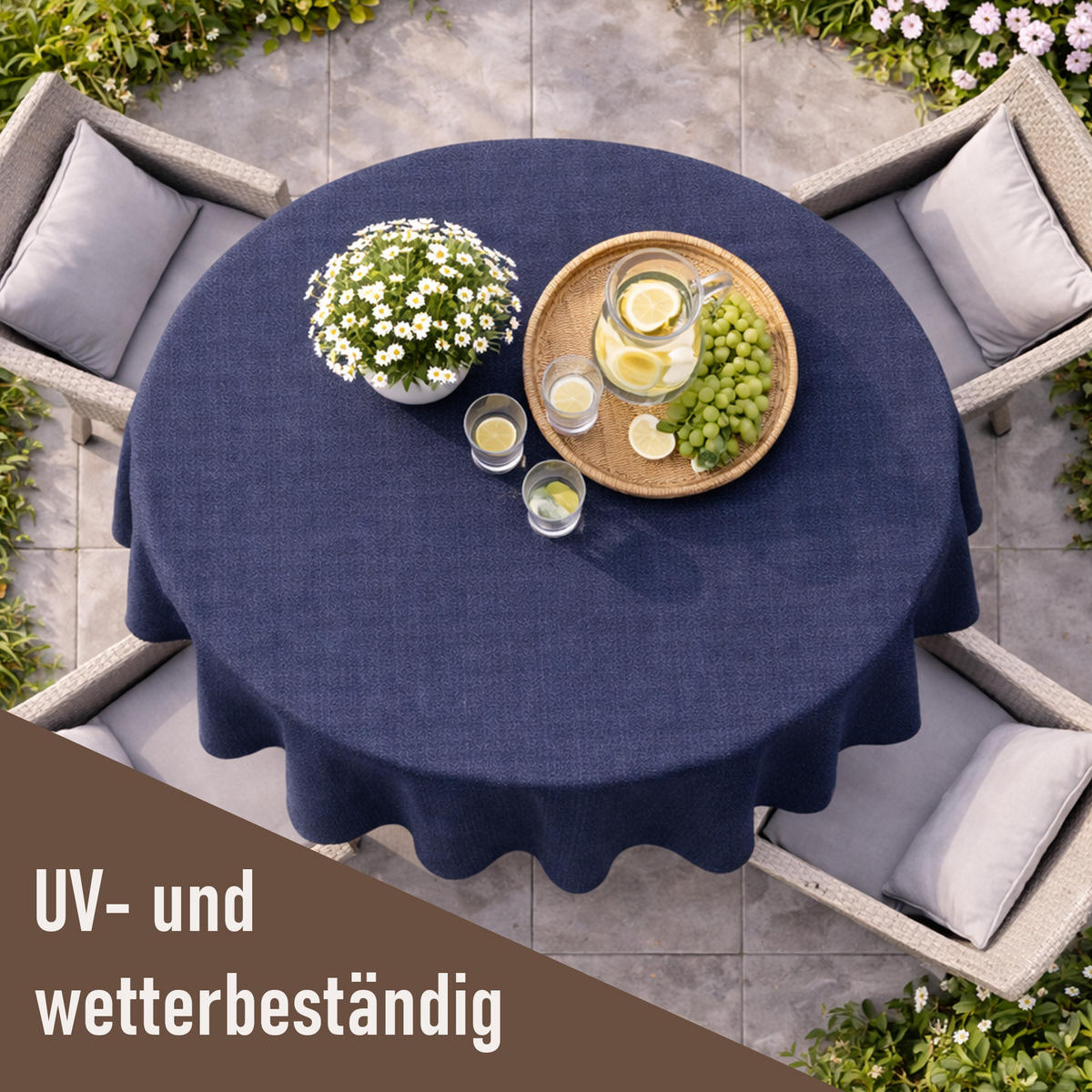 TISCHDECKE Garten Weichschaum Ø160cm - Navy - Dunkelblau, Kunststoff (160/160cm) - Bestlivings