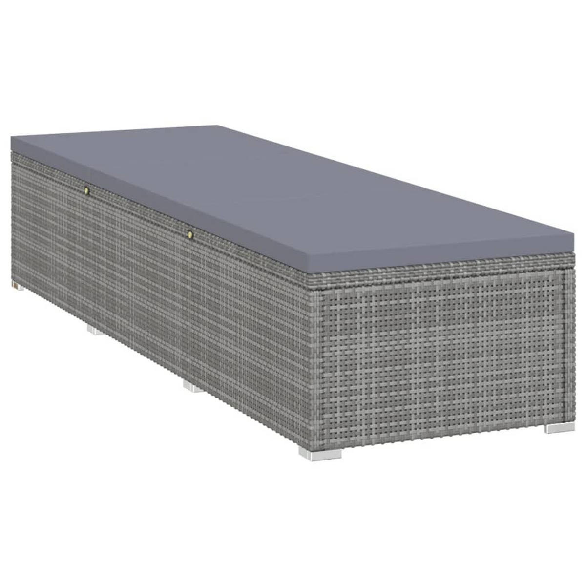 SONNENLIEGE mit Dunkelgrauer Auflage, verstellbar, 195/61,5/33 cm, Grau - Grau, Naturmaterialen/Textil (61.5/75.5/195cm) - vidaXL