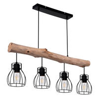 HÄNGELEUCHTE Holz Schwarz Käfig Design - Schwarz, Holz (82.5/13.6/140cm) - Globo Lighting