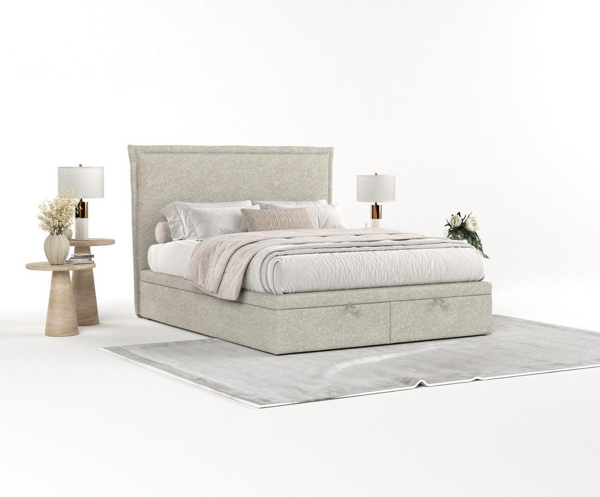 POLSTERBETT Eliot mit Stauraum 120/200 cm Beige im Alta Stoff - Beige/Schwarz, Holz/Holzwerkstoff (120/200cm) - AltaBeds