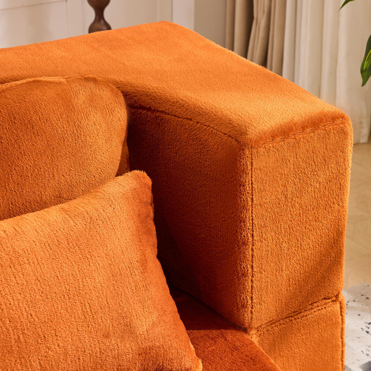 SCHLAFSOFA aus Schaumstoff und Feder Orange klappbar mit 4 Kissen und multifunktionalem Design - Orange, Kunststoff (198/76/60cm) - Modfu