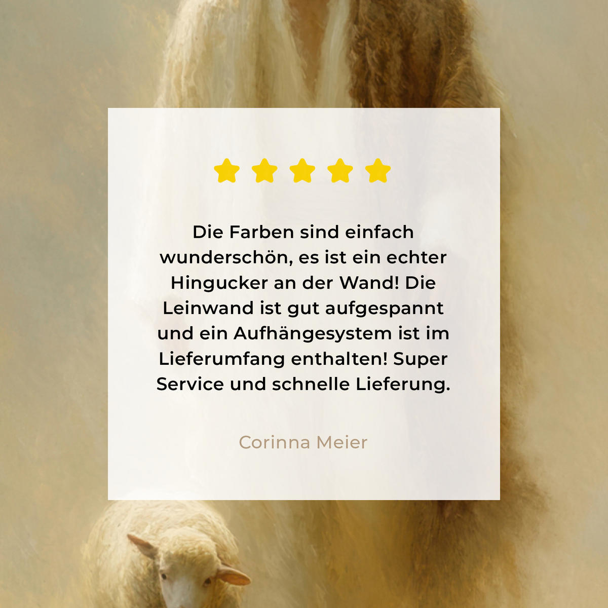 LEINWANDBILD Schaf - Jesus - Pinselstriche - Abstrakt Wandbilder 80x60 cm - Sandfarben, Textil (80/60cm) - MuchoWow