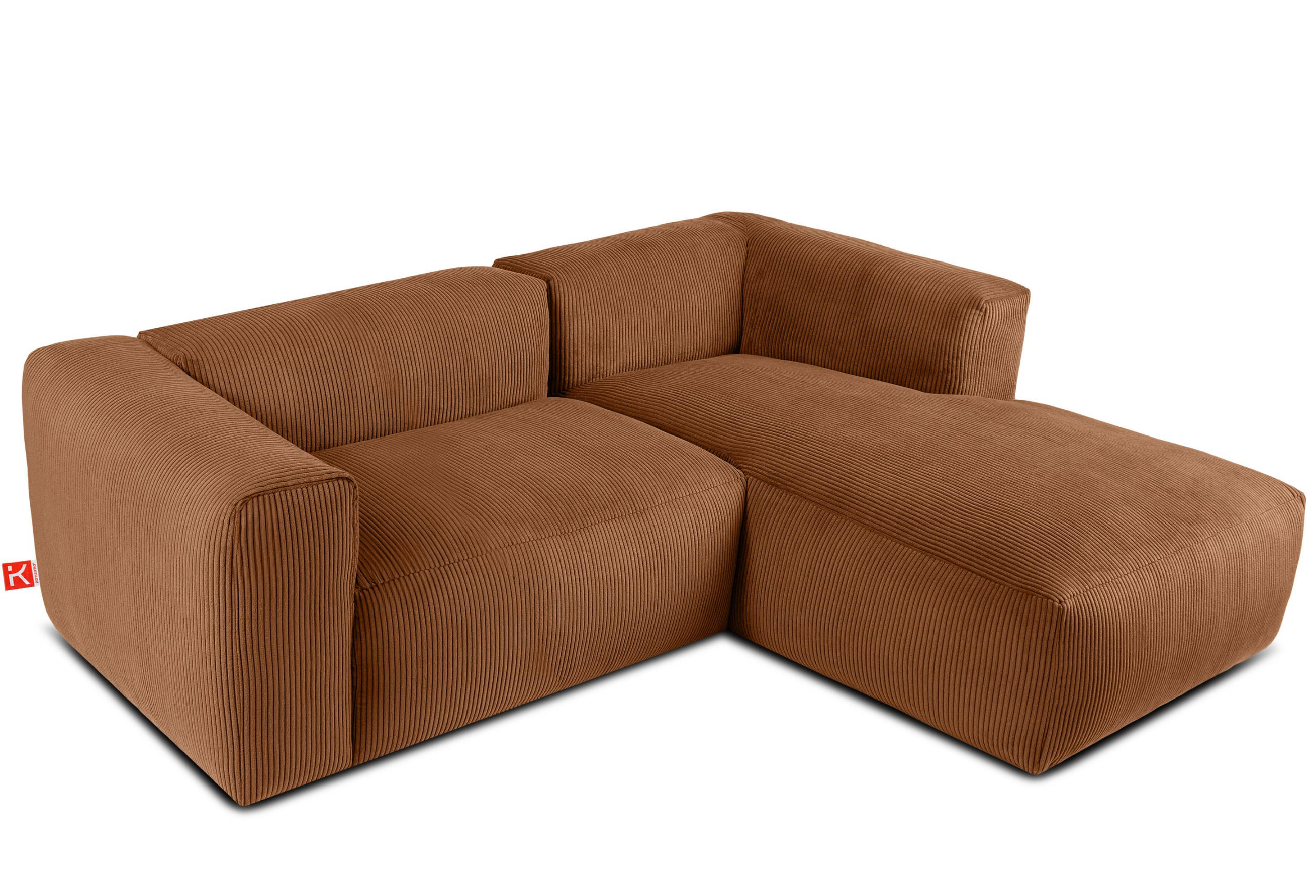 ECKMODULSOFA-RECHTS BUFFO 3/4 Sitzer mit extrem weicher Sitzfläche, Kordstoff, ore - Orange, Textil (237/180cm) - KONSIMO®