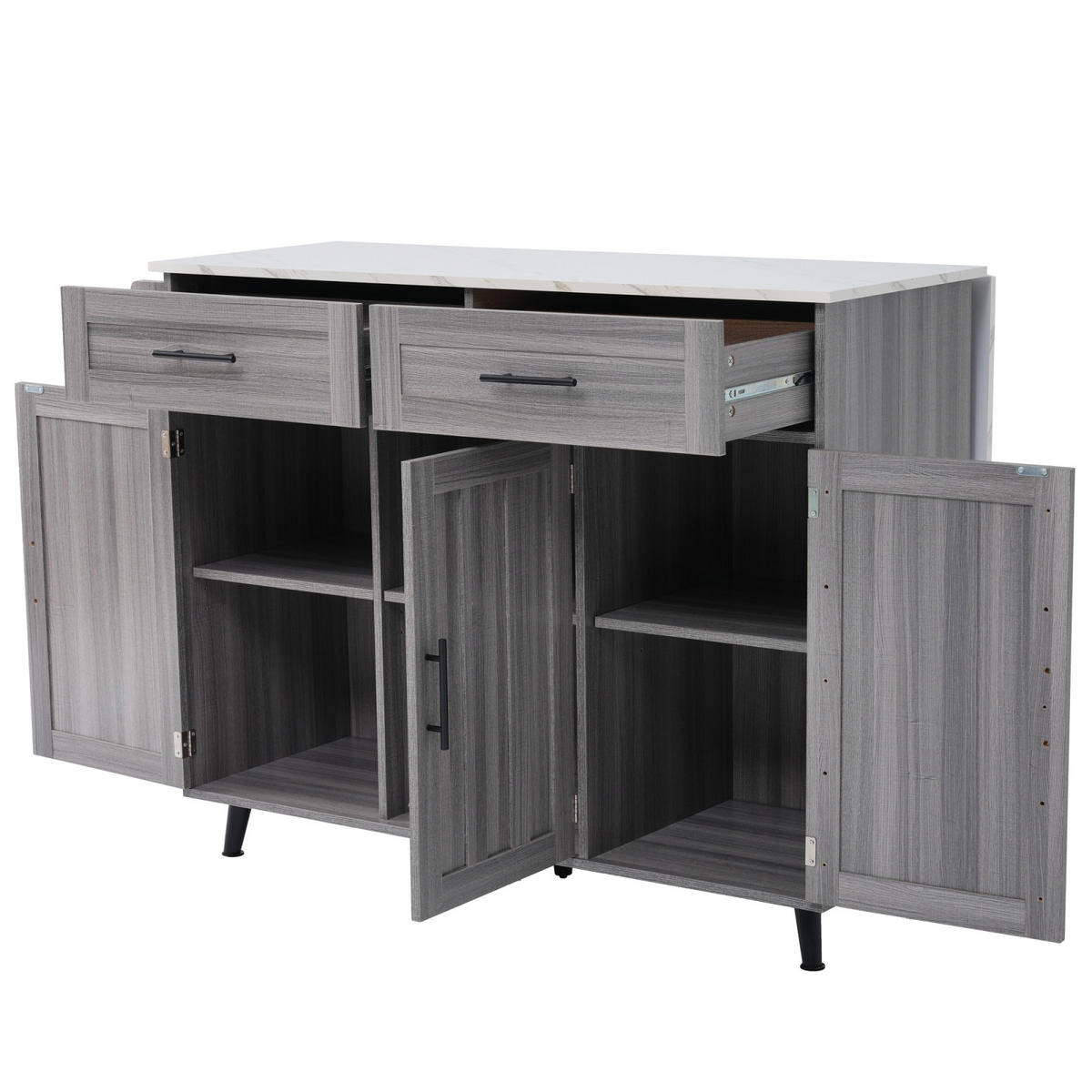 KÜCHENINSEL Grau 129x46x91,5 cm mit Klappplatte & Rollen - Multicolor, Holz (46/91.5/129cm) - SHOPENTRA