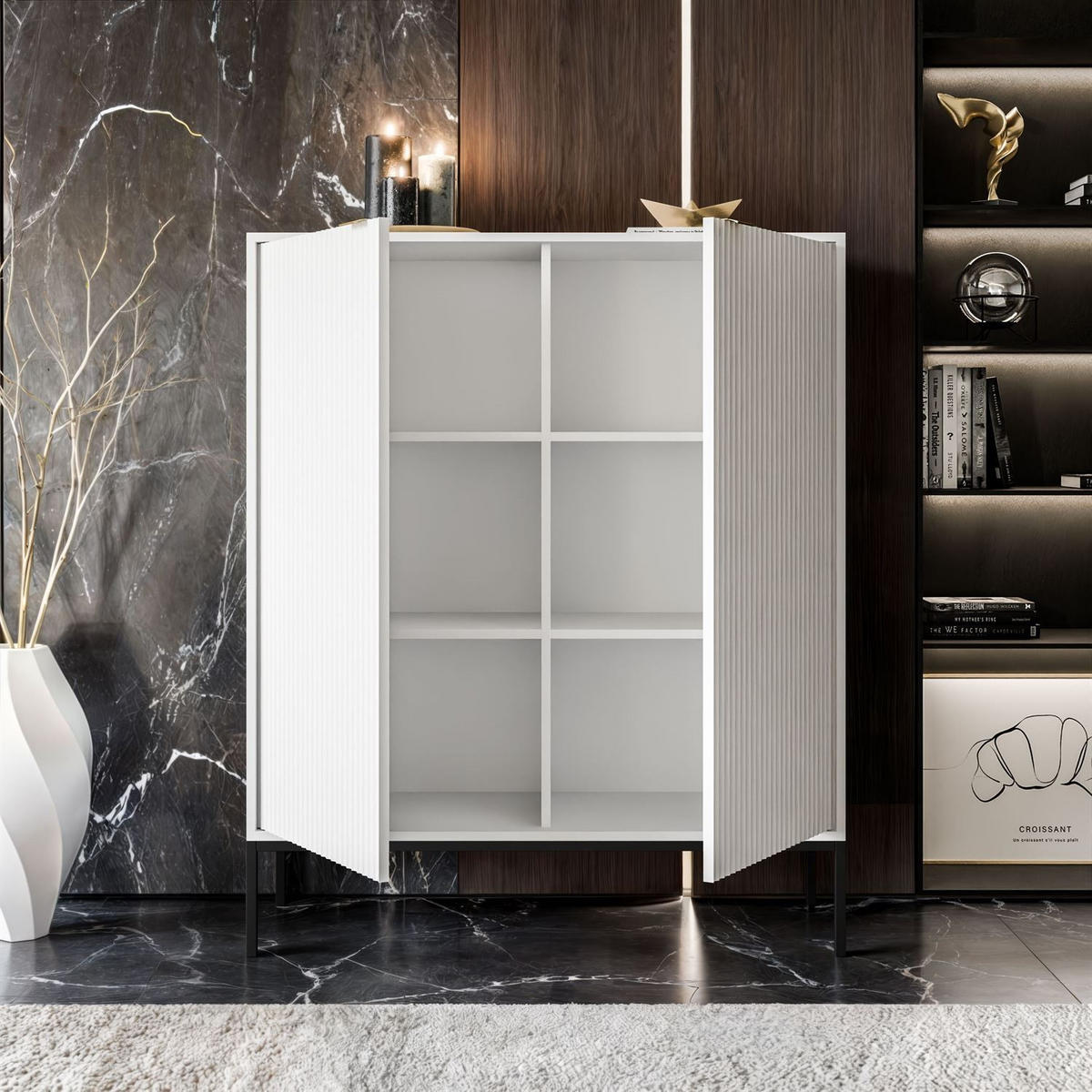HIGHBOARD CORTADO K104 ZWEIFLUEGELIG WEISS - Schwarz/Weiß, Holzwerkstoff (104/125/39cm) - Lookway