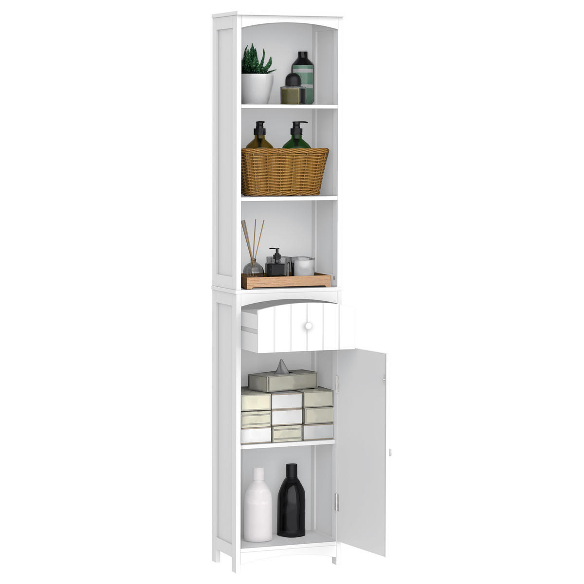 HOCHSCHRANK DE-12329 34/24/170 cm Weiß - Weiß, Holzwerkstoff (24/170/34cm) - ComfortXL
