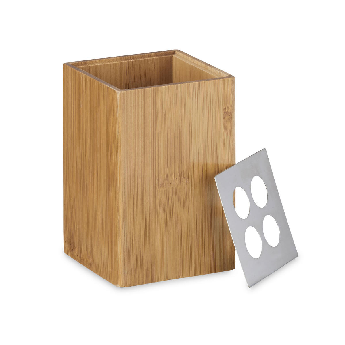 BADACCESSOIRES Set - Hellbraun, Holz/Kunststoff (25/18.5/10.5cm) - Relaxdays