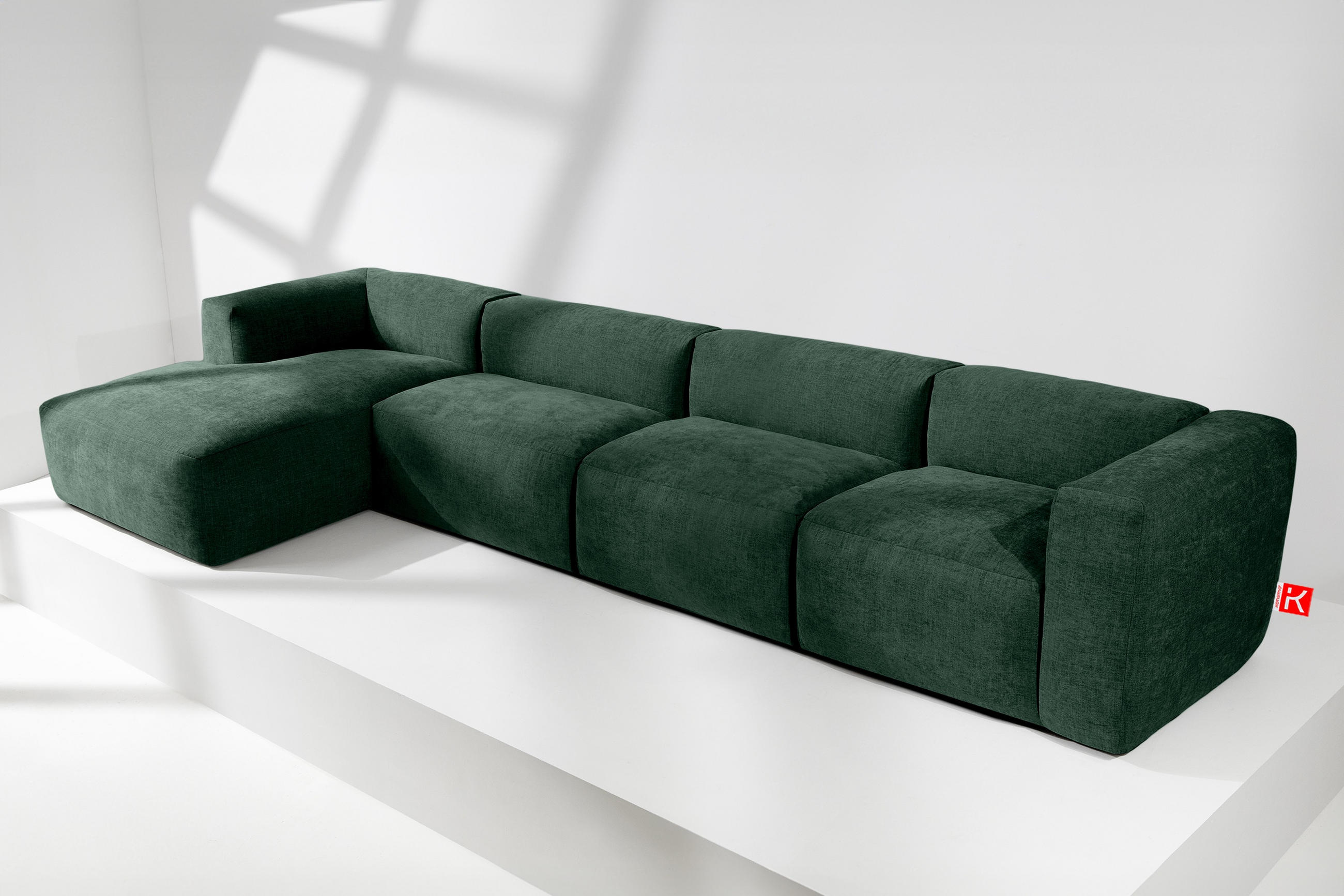 Thumbnail - Konsimo® Eckmodulsofa-Links, Blau, Grün, Textil, Eckteil,Freiform, 377x180 cm, Wohnzimmer, Sofas & Couches, Wohnlandscha...