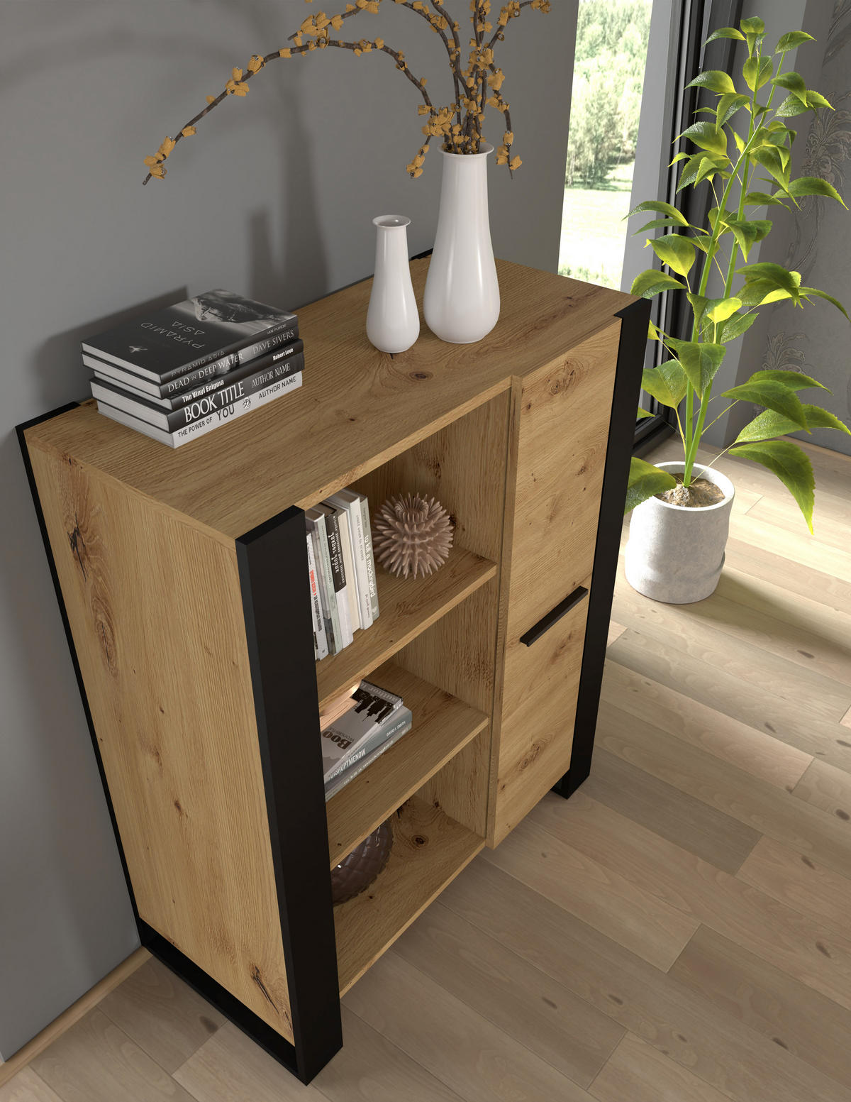 REGAL Artisann 90/110/45 - Eiche Artisan, Holzwerkstoff (90/110/45cm) - RAUMHIRSCH FURNITURE