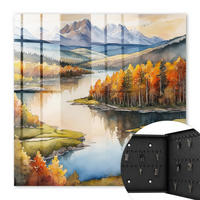 SCHLÜSSELBOX Schwarz 30x30 cm- Türöffnung nach rechts - Herbstliche Berge - Orange, Metall (30/30/5cm) - TULUP