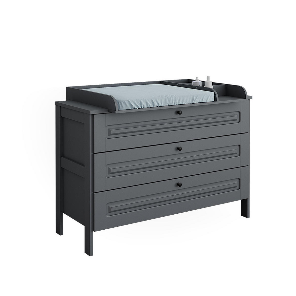 WICKELKOMMODE Ajaton Grau 133 x 98.4 cm mit 3 Schubladen - Grau, Holzwerkstoff (133/98.4/70cm) - VitaliSpa