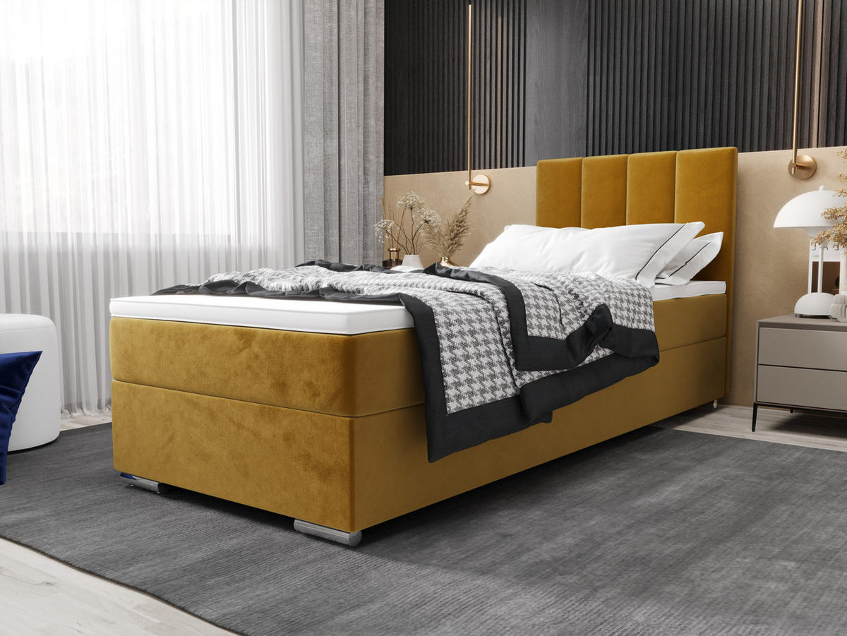 BOXBETT ZILANO 2 mit Matratze H3 und Topper 80x200 Itaka 33 - Orange, Holz/Textil (80/200cm) - Bedante