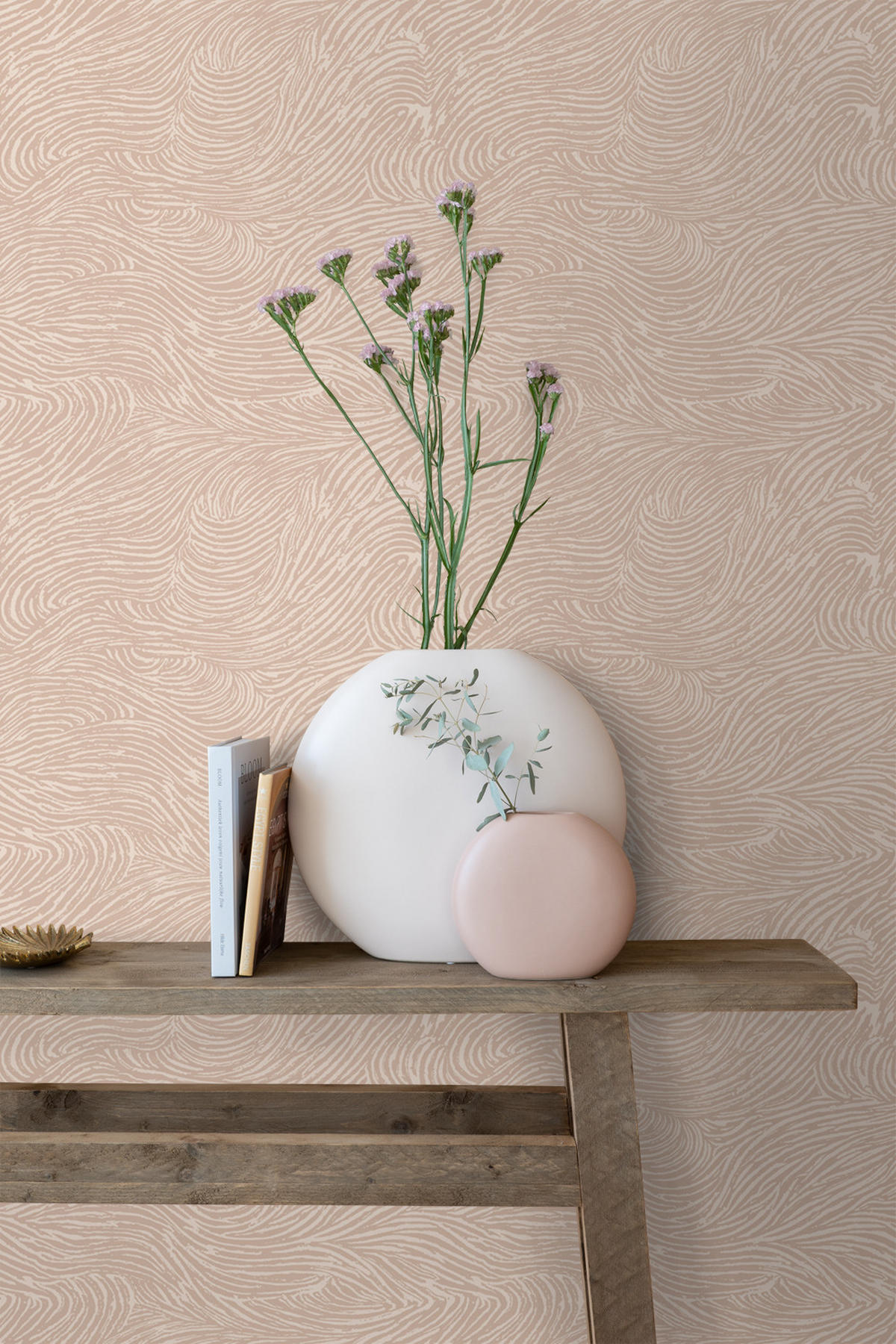 TAPETE 3d Wellenförmige Linien 53 cm x 10.05 m - Pink, Papier (53/1000cm) - ESTAhome