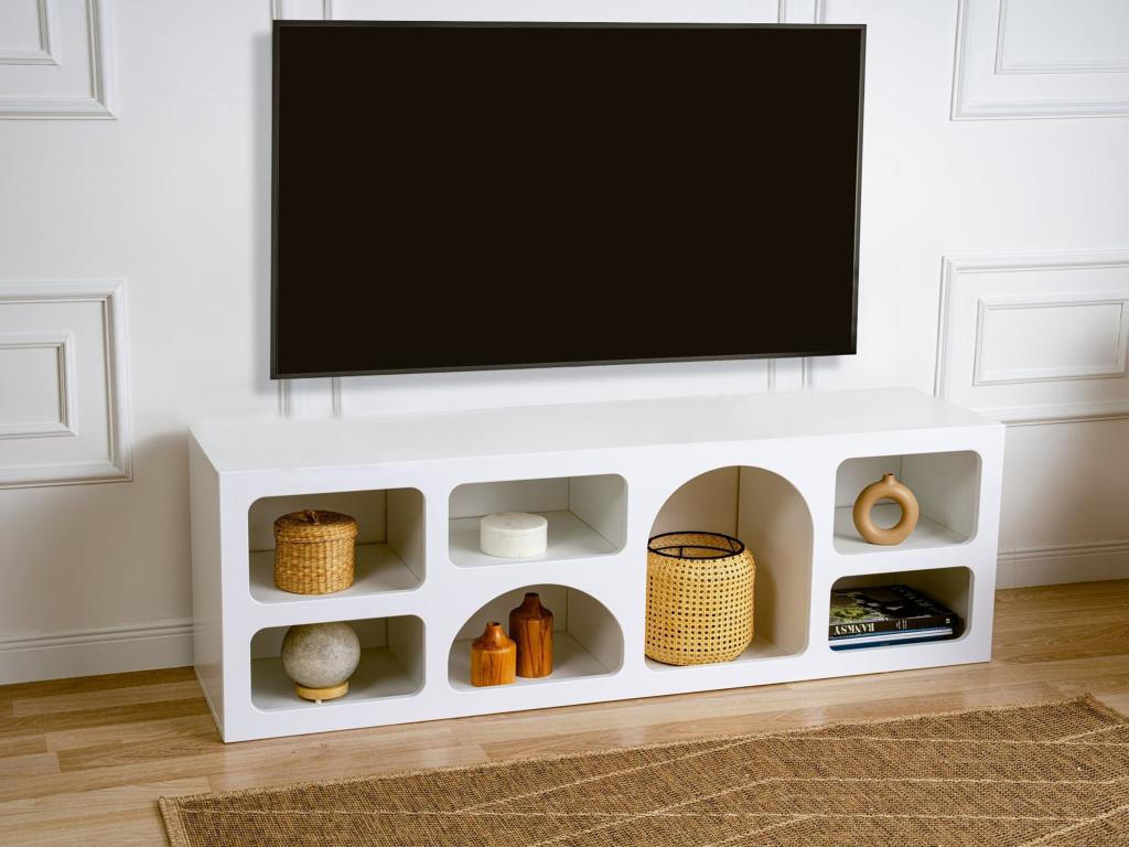 TV-MÖBEL mit 7 Fächern - Weiß - LUELA - Weiß, Holz (40/51/160cm) - Vente-Unique