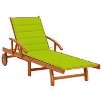 SONNENLIEGE mit Auflage Akazie Massivholz - Grün, Holz (67/85/200cm) - furnicato