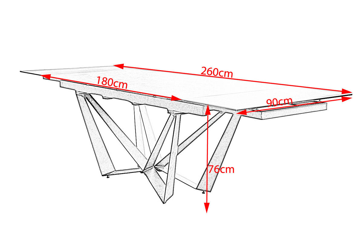 ESSTISCH ISTAR Grau Glas - Schwarz/Grau, Glas/Metall (180/90/76cm) - KAWOLA