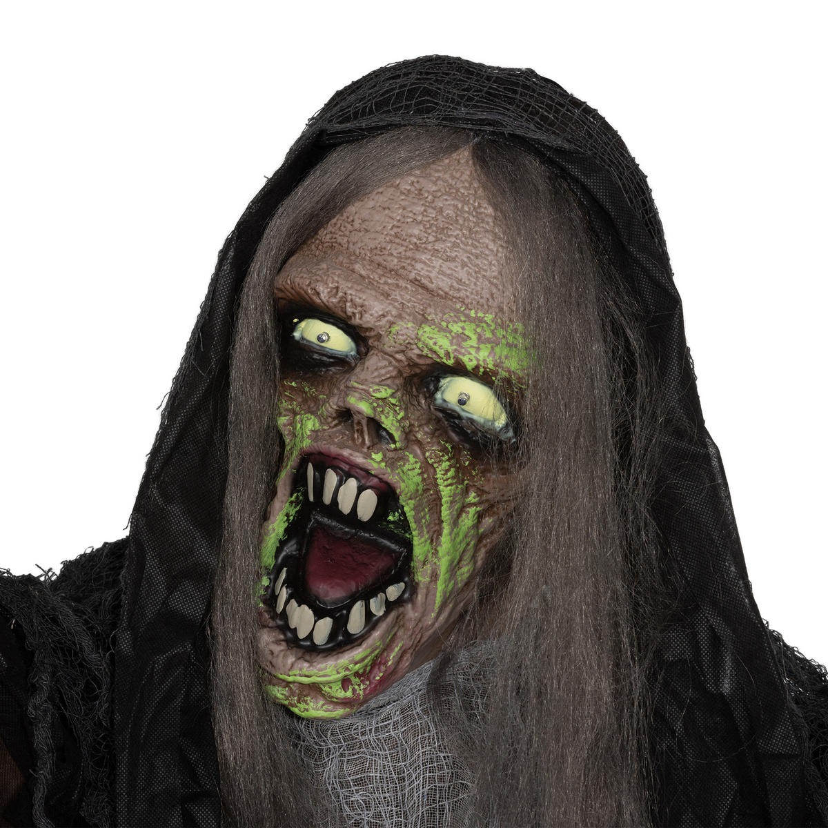 HALLOWEEN DECORATIONS 183cm Hängendes Monster mit grün LED-Lichter, Soundfunktion - Schwarz, Kunststoff/Metall (70/183/18cm) - HOMCOM