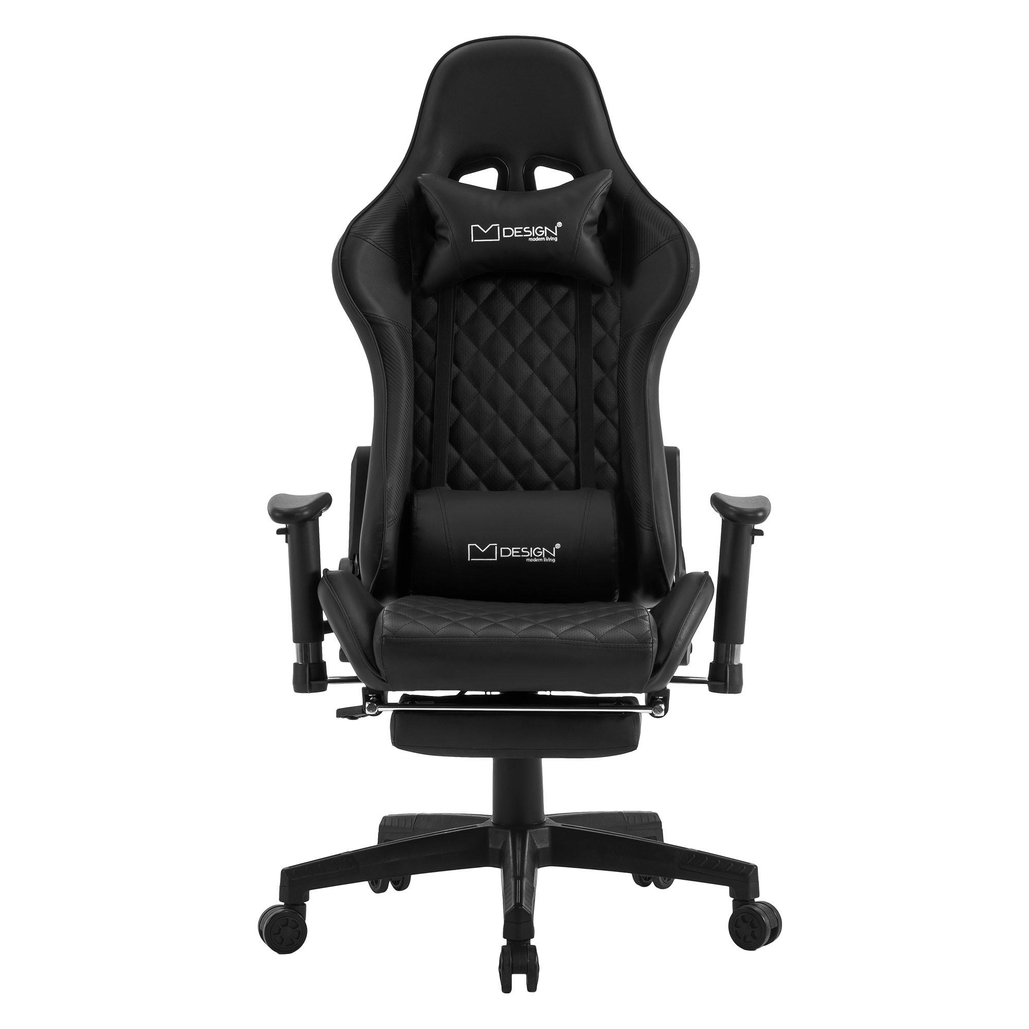 GAMING-STUHL Schwarz-Schwarz - Schwarz, Metall (68/135/73cm) - ML-DESIGN
