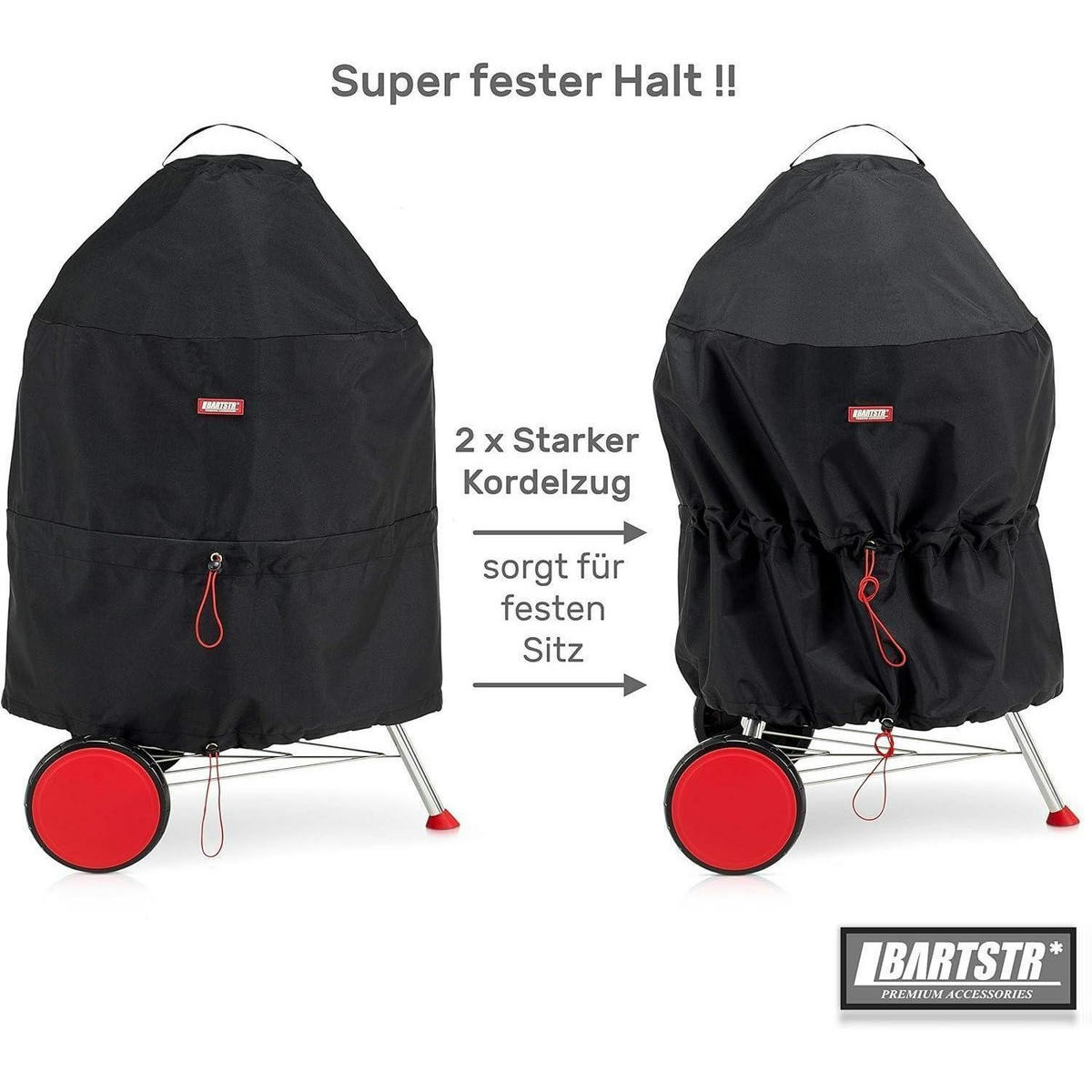 GRILLABDECKUNG wetterfest für Kugelgrill bis 60 cm mit Aufbewahrungsbeutel - Schwarz, Textil (5.9/29/23cm)