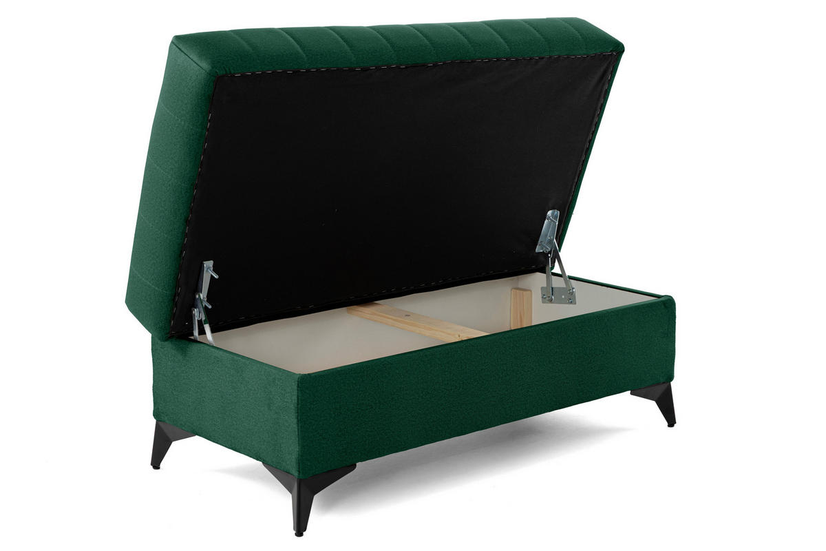 POUF PIERO 107 x 60 cm Velours Dunkelgrün - Dunkelgrün/Schwarz, Holz/Textil (107/43/60cm) - Muffo