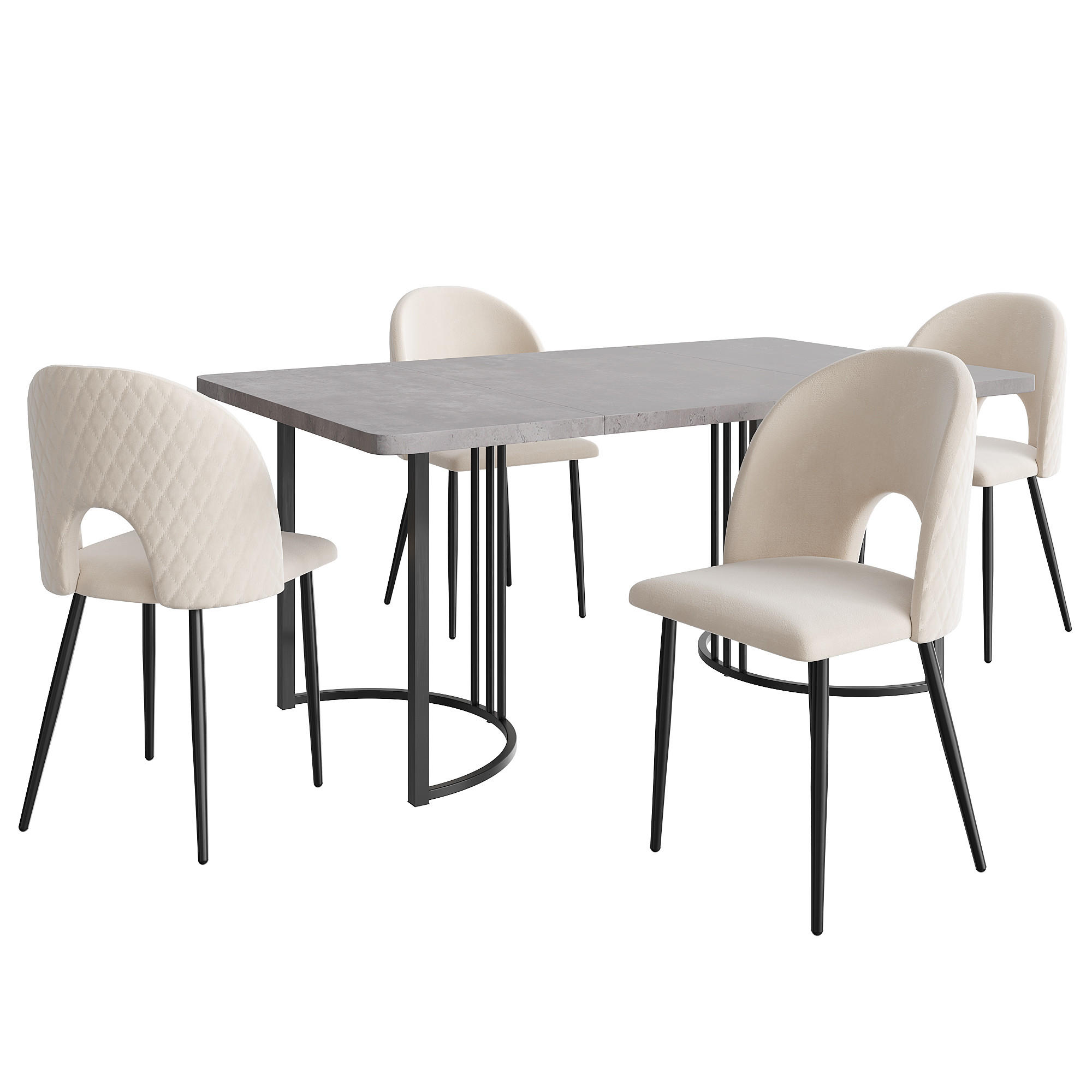ESSGRUPPE DE-38973 140/80 cm Tisch mit 4 Stühlen Beige - Beige, Holzwerkstoff (140/75/80cm) - ComfortXL