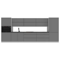 KÜCHENZEILE 360 cm Aspen K47-M360 in Grau / Hochglanz - Grau, Holz (360/212/60cm)