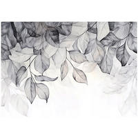 FOTOTAPETE Blätter Grau Natur Wohnzimmer Vlies Tapete 300x210 - Grau, Papier (300/210cm) - Wallarena