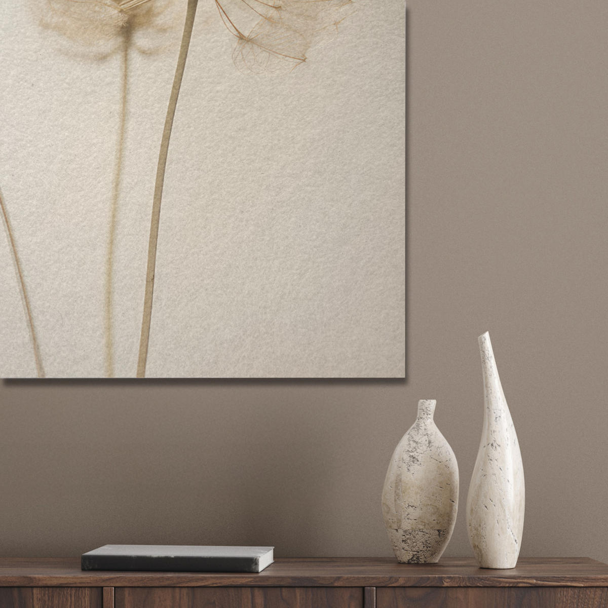 AKUSTIKPANEEL Sonnenlicht - Löwenzahn - Botanisch - Blumen 90x90 cm - Creme, Textil (90/0.9/90cm) - MuchoWow