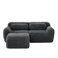 MODULÁRNÍ rohová sedačka šedá z plyše s 32D pěnou a bez montáže - šedá, textil (179/73/204cm) - OKWISH