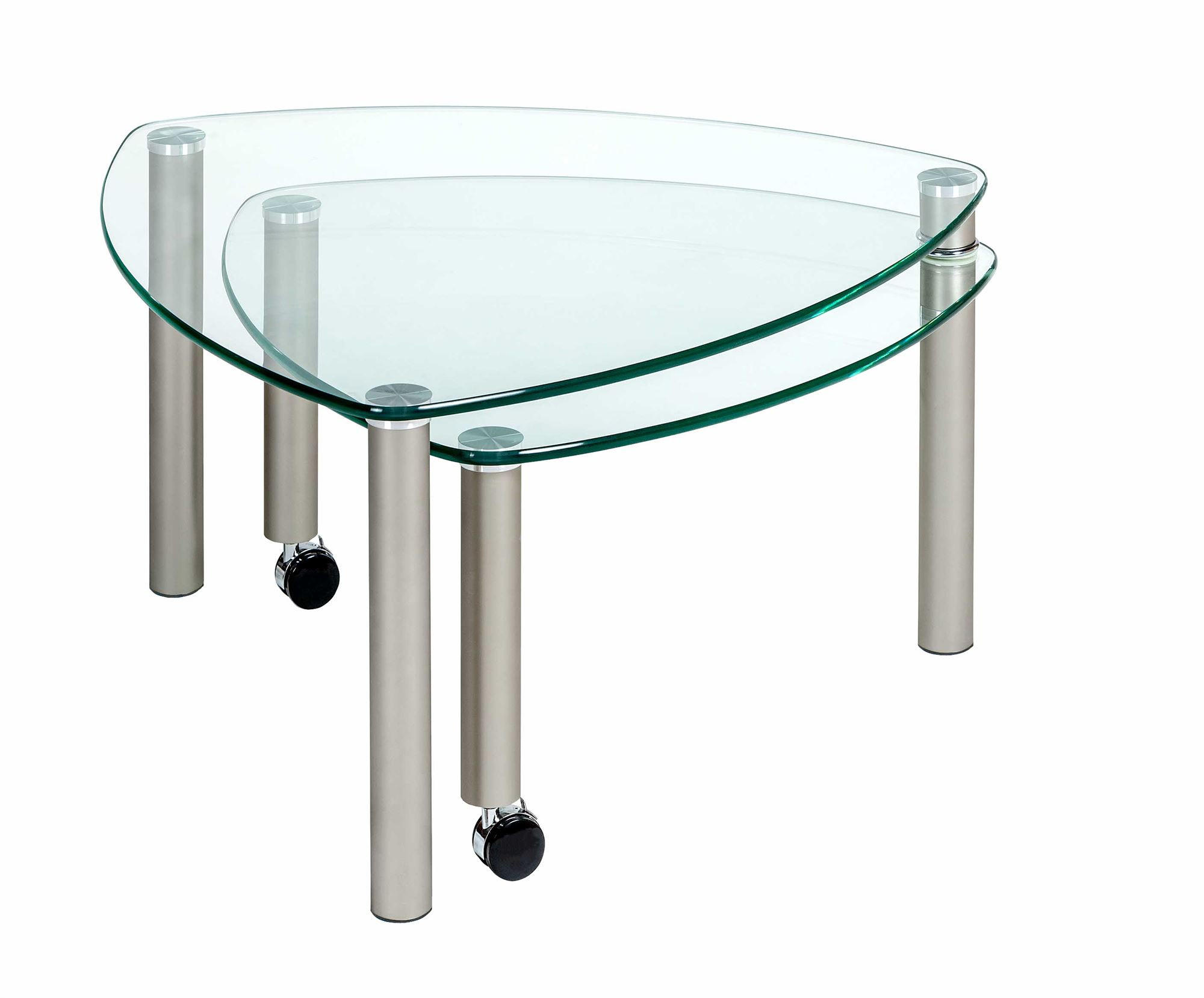 COUCHTISCH mit ausdrehbarer Ablage Cilka 80x43x80 Glas Nickel/Klarglas - Transparent/Nickelfarben, Glas (80/80/80cm) - 58aufmkessel